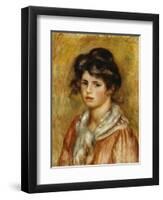 Young Girl with a White Handkerchief, 1907-Pierre-Auguste Renoir-Framed Giclee Print