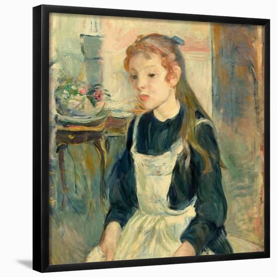 Young Girl with an Apron. Dated: 1891. Dimensions: overall: 65 x 54.6 cm (25 9/16 x 21 1/2 in.) ...-Berthe Morisot-Framed Poster