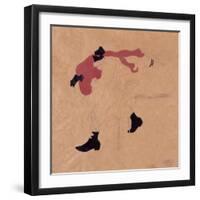 Young Girl with Black Ribbon in Red Hair, Putting Her Shoes On, 1909-Egon Schiele-Framed Giclee Print