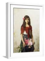 Young Girl with Blossoms-Alexei Alexevich Harlamoff-Framed Giclee Print