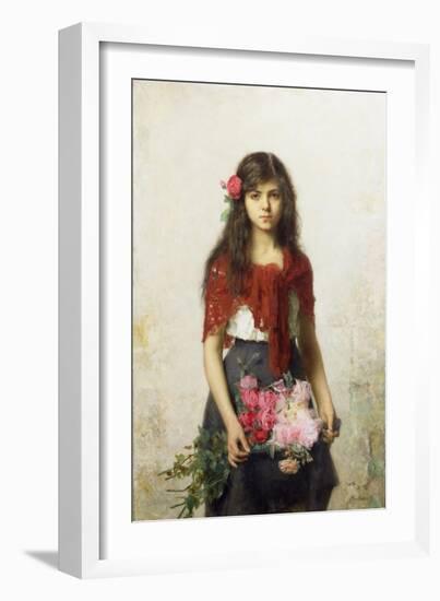 Young Girl with Blossoms-Alexei Alexevich Harlamoff-Framed Giclee Print