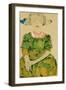 Young Girl with Blue Ribbon, 1911-Egon Schiele-Framed Giclee Print