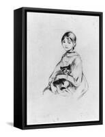 Young Girl with Cat, 1889 (Drypoint)-Berthe Morisot-Framed Stretched Canvas