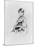 Young Girl with Cat, 1889 (Drypoint)-Berthe Morisot-Mounted Giclee Print