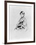 Young Girl with Cat, 1889 (Drypoint)-Berthe Morisot-Framed Giclee Print