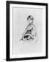 Young Girl with Cat, 1889 (Drypoint)-Berthe Morisot-Framed Giclee Print