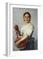 Young Girl with Cherries-Cesare Viazzi-Framed Giclee Print