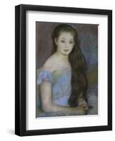 Young Girl with Dark Brown Hair and Blue Eyes-Pierre-Auguste Renoir-Framed Giclee Print