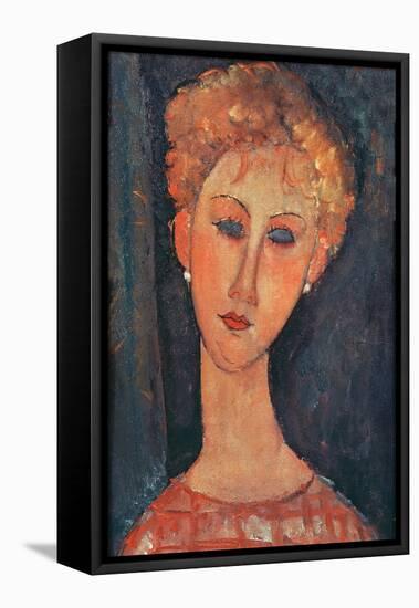 Young Girl with Earrings-Amedeo Modigliani-Framed Stretched Canvas