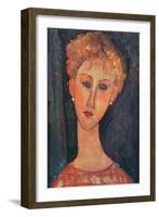 Young Girl with Earrings-Amedeo Modigliani-Framed Premium Giclee Print