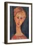Young Girl with Earrings-Amedeo Modigliani-Framed Premium Giclee Print