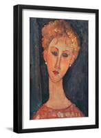 Young Girl with Earrings-Amedeo Modigliani-Framed Premium Giclee Print