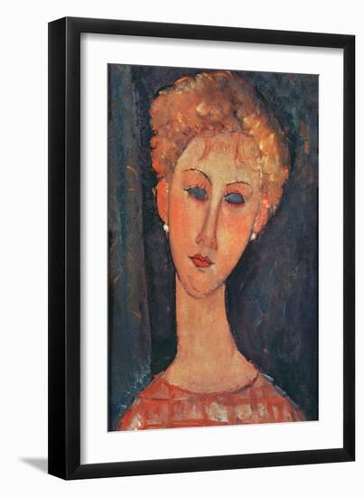 Young Girl with Earrings-Amedeo Modigliani-Framed Giclee Print