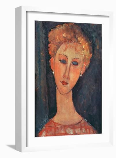 Young Girl with Earrings-Amedeo Modigliani-Framed Giclee Print