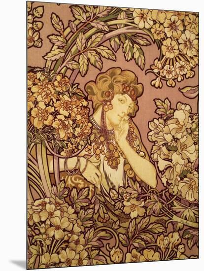 Young Girl with Flowers, 1900-Alphonse Mucha-Mounted Giclee Print