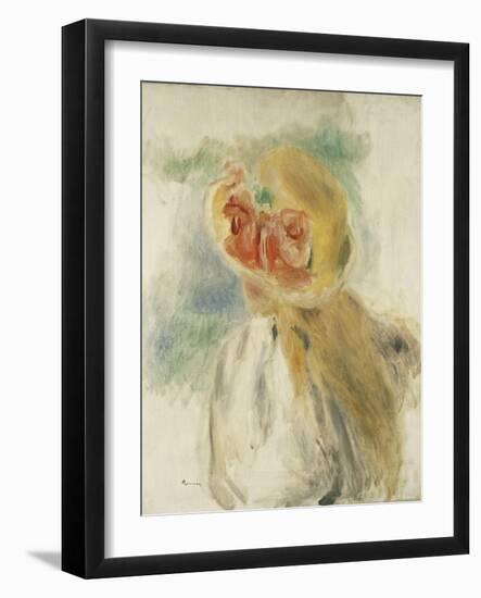 Young Girl with Flowers in her Hat-Pierre-Auguste Renoir-Framed Giclee Print