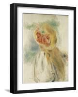 Young Girl with Flowers in her Hat-Pierre-Auguste Renoir-Framed Giclee Print