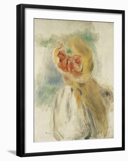 Young Girl with Flowers in her Hat-Pierre-Auguste Renoir-Framed Giclee Print