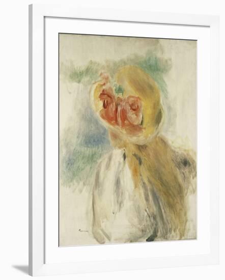 Young Girl with Flowers in her Hat-Pierre-Auguste Renoir-Framed Giclee Print