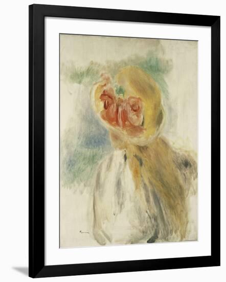 Young Girl with Flowers in her Hat-Pierre-Auguste Renoir-Framed Giclee Print