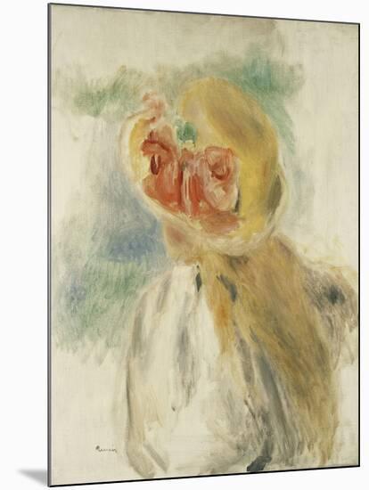 Young Girl with Flowers in her Hat-Pierre-Auguste Renoir-Mounted Giclee Print