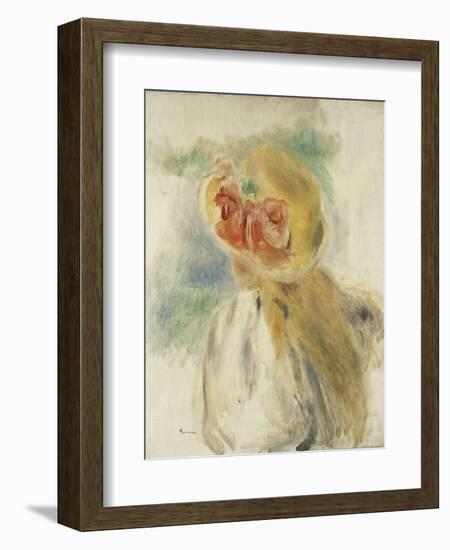 Young Girl with Flowers in her Hat-Pierre-Auguste Renoir-Framed Giclee Print