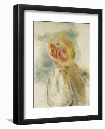 Young Girl with Flowers in her Hat-Pierre-Auguste Renoir-Framed Giclee Print