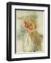 Young Girl with Flowers in her Hat-Pierre-Auguste Renoir-Framed Giclee Print