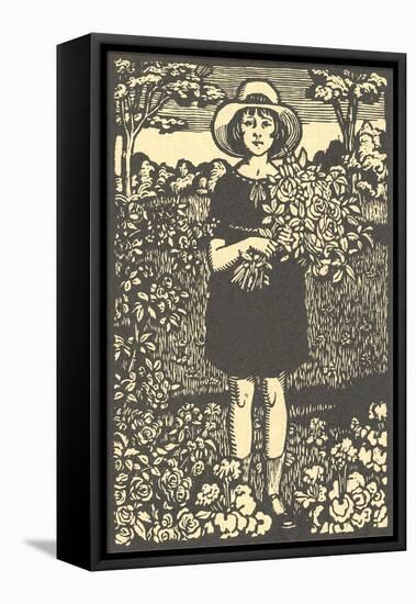 Young Girl with Flowers-null-Framed Stretched Canvas