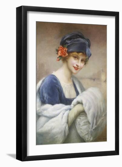 Young Girl with Fur Muff-Francois Kavel-Framed Giclee Print