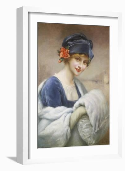 Young Girl with Fur Muff-Francois Kavel-Framed Giclee Print