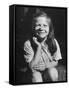 Young Girl with Long Hair and Raggedy Shirt, Smiling, Wearing Seed Pod on Nose-Ralph Morse-Framed Stretched Canvas