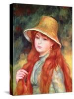 Young Girl with Long Hair, or Young Girl in a Straw Hat, 1884-Pierre-Auguste Renoir-Stretched Canvas