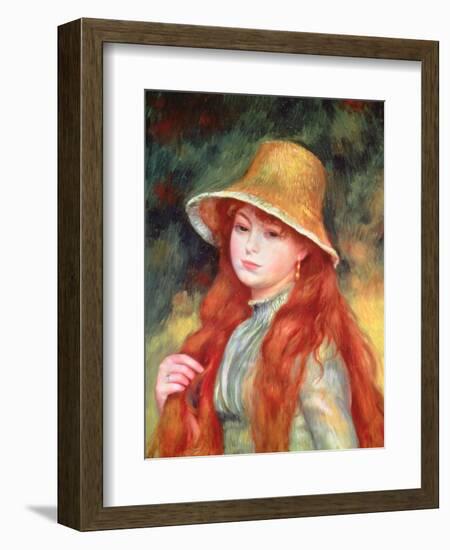 Young Girl with Long Hair, or Young Girl in a Straw Hat, 1884-Pierre-Auguste Renoir-Framed Giclee Print