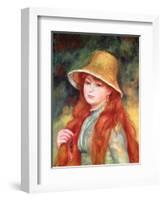 Young Girl with Long Hair, or Young Girl in a Straw Hat, 1884-Pierre-Auguste Renoir-Framed Giclee Print