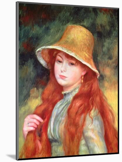 Young Girl with Long Hair, or Young Girl in a Straw Hat, 1884-Pierre-Auguste Renoir-Mounted Giclee Print