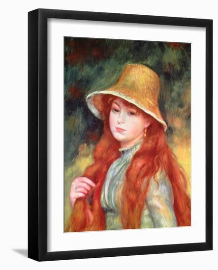 Young Girl with Long Hair, or Young Girl in a Straw Hat, 1884-Pierre-Auguste Renoir-Framed Giclee Print