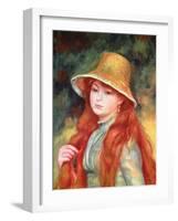 Young Girl with Long Hair, or Young Girl in a Straw Hat, 1884-Pierre-Auguste Renoir-Framed Giclee Print