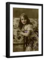 Young Girl with Purple Flowers and Sash-null-Framed Photographic Print