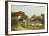 Young Girl with Sheep, by a Cottage-Benjamin D. Sigmund-Framed Giclee Print