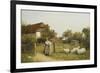 Young Girl with Sheep, by a Cottage-Benjamin D. Sigmund-Framed Giclee Print