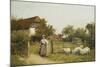 Young Girl with Sheep, by a Cottage-Benjamin D. Sigmund-Mounted Giclee Print