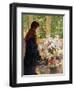 Young Girl with Vases of Flowers-Theo van Rysselberghe-Framed Giclee Print