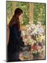 Young Girl with Vases of Flowers-Theo van Rysselberghe-Mounted Giclee Print