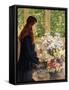 Young Girl with Vases of Flowers-Theo van Rysselberghe-Framed Stretched Canvas