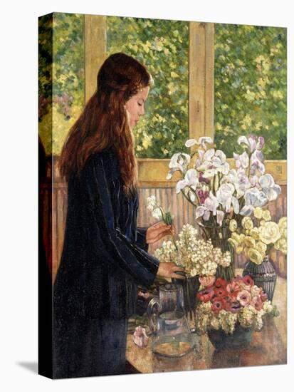 Young Girl with Vases of Flowers-Theo van Rysselberghe-Stretched Canvas