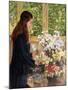 Young Girl with Vases of Flowers-Theo van Rysselberghe-Mounted Giclee Print