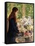 Young Girl with Vases of Flowers-Theo van Rysselberghe-Framed Stretched Canvas