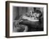 Young Girl Writes on Paper with a Pencil-null-Framed Art Print