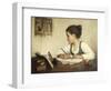 Young Girl Writing at Her Desk with Birds-Henriette Browne-Framed Giclee Print